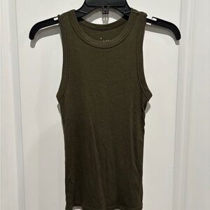 a new day Olive Ribbed Crew Tank, Sz S
